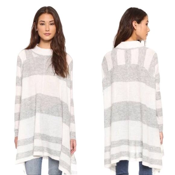 Free People Lafayette Alpaca Mock Neck Poncho XXS Stripe Oversized Long Sweater - Picture 1 of 16